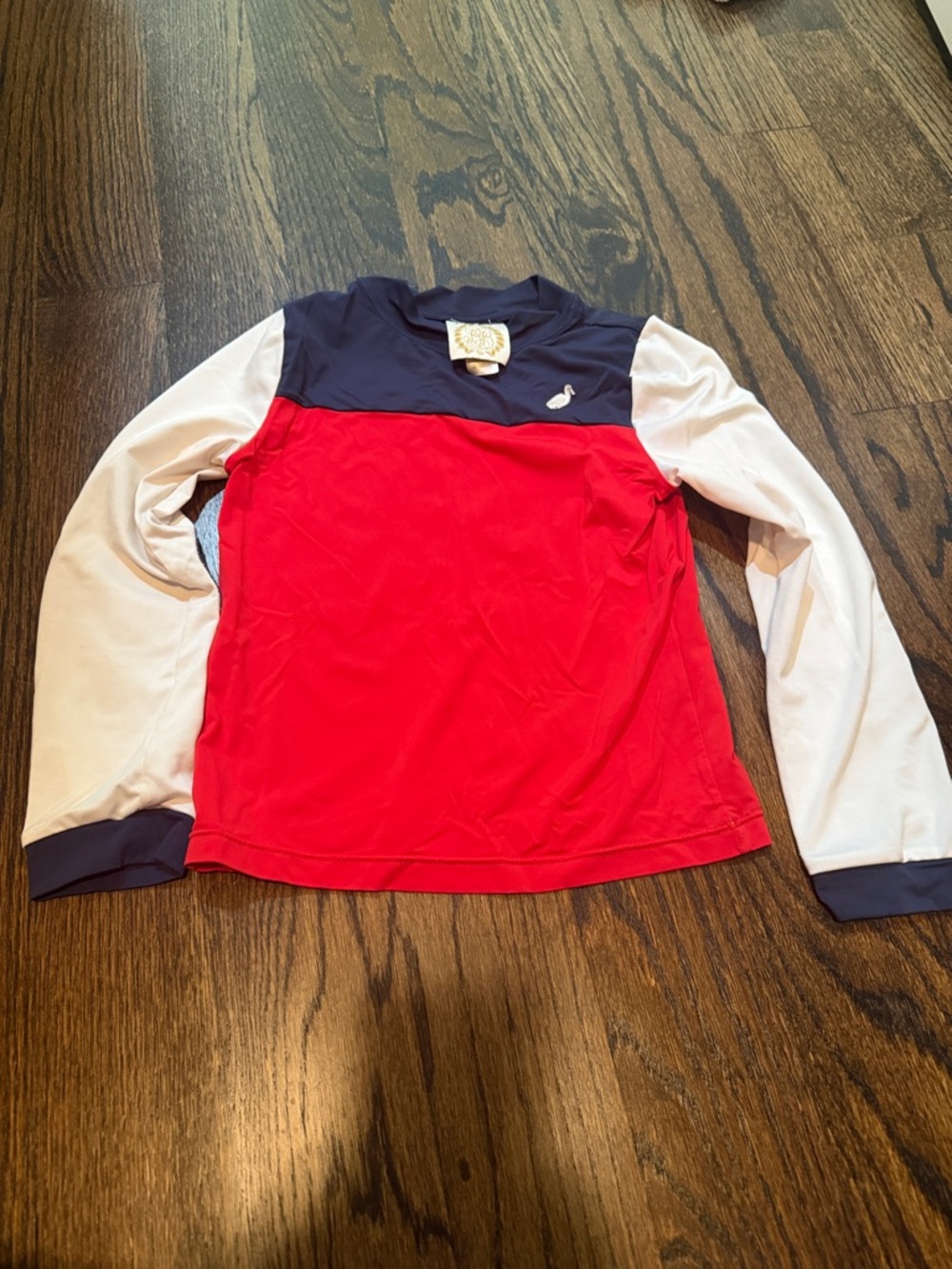 The Beaufort Bonnet Company Red, Navy & White Long-Sleeve Swim Tee
